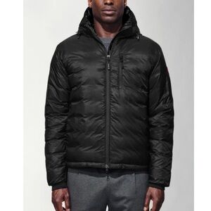 Canada Goose Men's Black Lodge Down Insulated Puffer Hoodie Jacket Size L